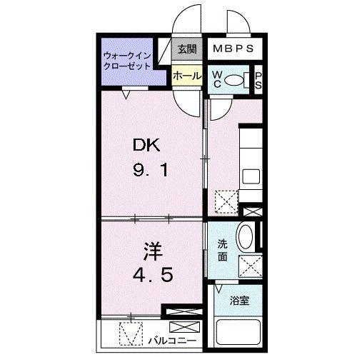 ロイヤル・上足洗(1LDK/1階)の間取り写真