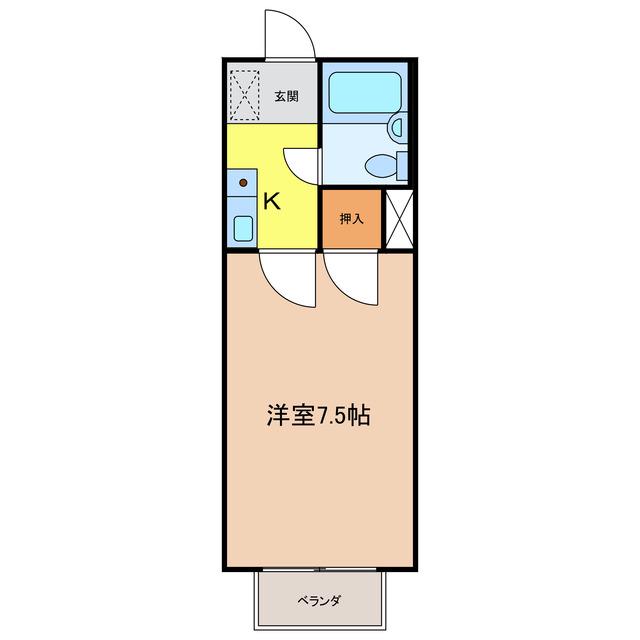 シェリーハウス(1K/2階)の間取り写真