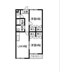 アサミハイツA(2LDK/2階)の間取り写真