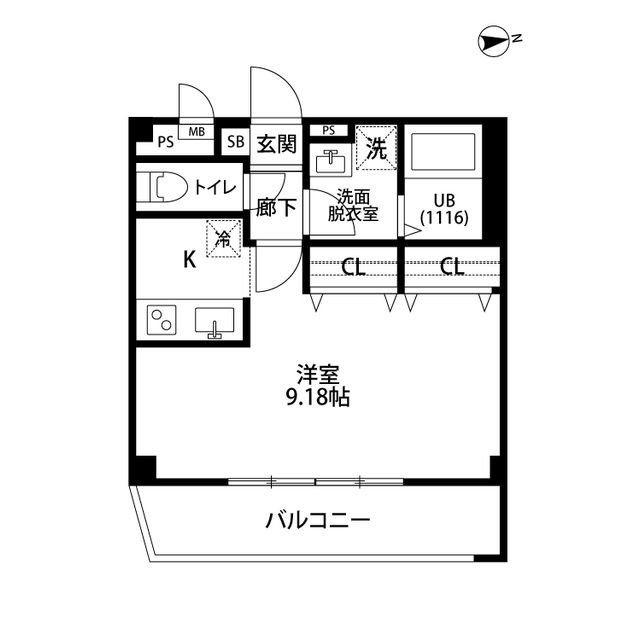 アンプルールフェール THEEARTH(1K/1階)の間取り写真