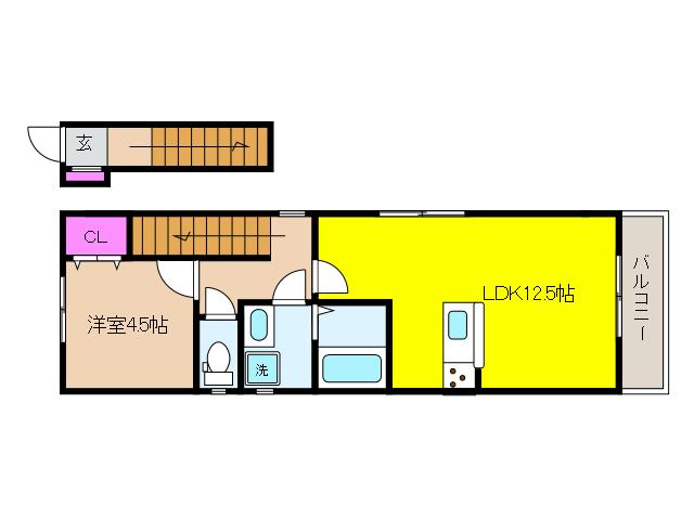 EXSONIA住吉(1LDK/2階)の間取り写真