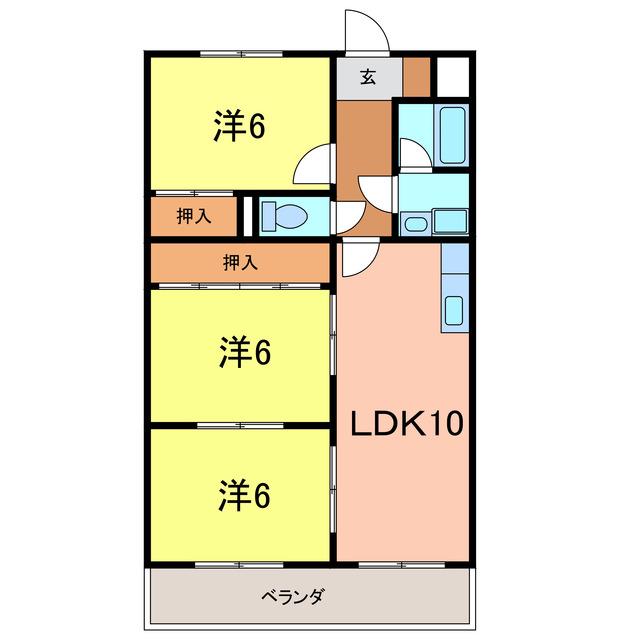 レジデンス東刈谷III(3LDK/2階)の間取り写真