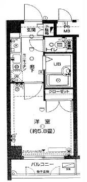 ロイヤルアメニティー南馬込(1K/4階)の間取り写真