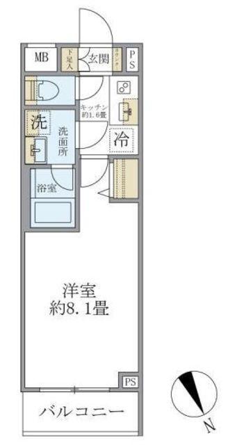 クレアポルテ川口元郷(1K/1階)の間取り写真