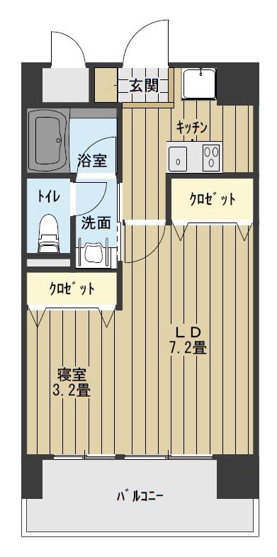 グレイスヒル・ホズミ(1K/6階)の間取り写真