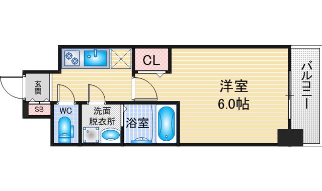 S-RESIDENCE植田ASOLEA(1K/6階)の間取り写真