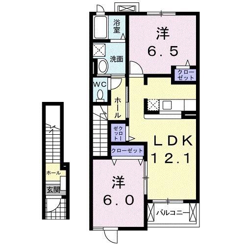 カーサフェリーチェB(2LDK/2階)の間取り写真