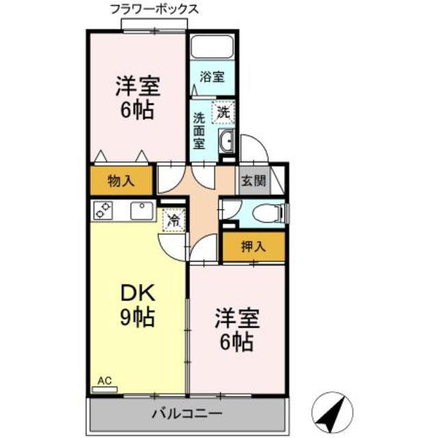 ヒルサイドタウンAB(2LDK/1階)の間取り写真