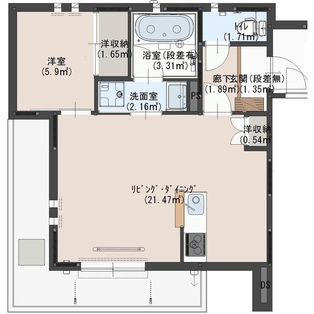 ＪＲ宇都宮線 古河駅 徒歩18分 3階建 築4年(1SK/1階)の間取り写真