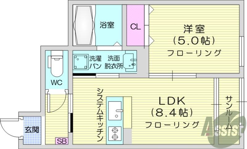 セレッソ袖野田(1LDK/1階)の間取り写真