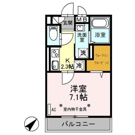 ＪＲ高崎線 桶川駅 徒歩8分 3階建 築9年(1K/3階)の間取り写真