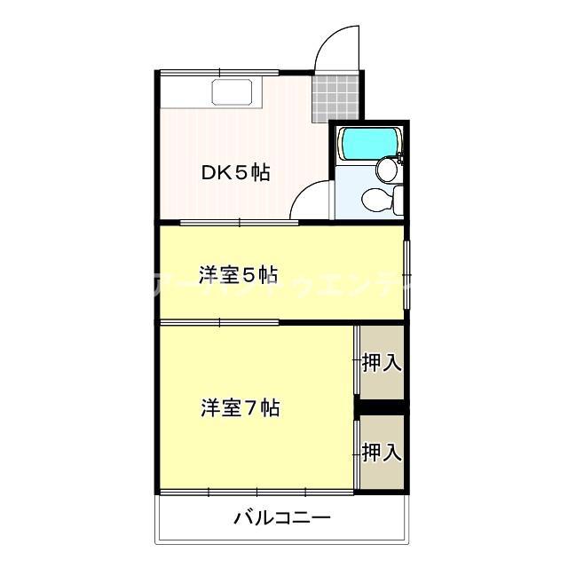 コンフォートR(2DK/2階)の間取り写真