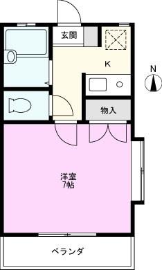 ゴールドリーフ(1K/2階)の間取り写真