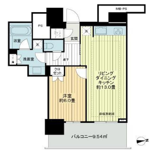 ライオンズ岐阜プレミストタワー35(1LDK/13階)の間取り写真