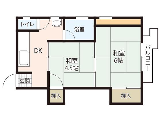 中国ビル(2DK/4階)の間取り写真
