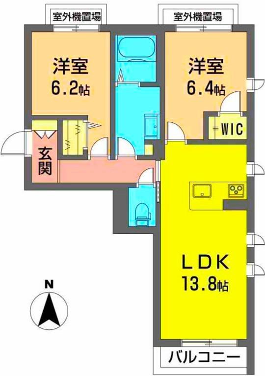 ロベリアコート(2LDK/2階)の間取り写真