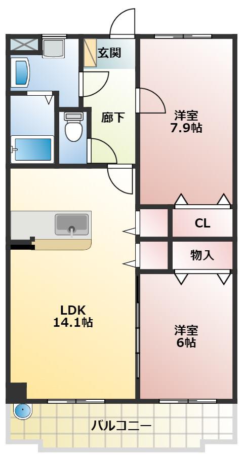 GREEN FIL(2LDK/3階)の間取り写真