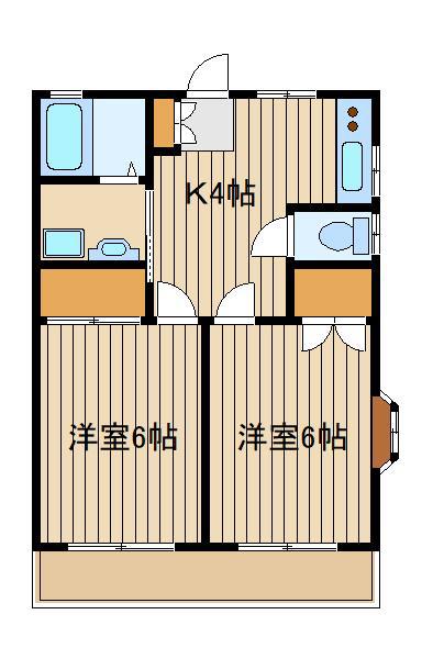 ソレアードワン(2K/1階)の間取り写真