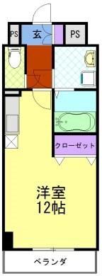 プラナス桜(ワンルーム/1階)の間取り写真
