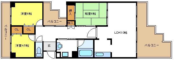 グローハイツ北加賀屋ウエスト(3LDK/2階)の間取り写真