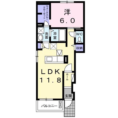 ヴェリタス(1LDK/1階)の間取り写真