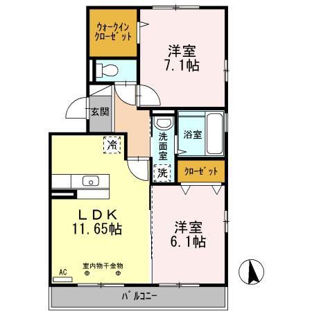 アビタシオン A(2LDK/2階)の間取り写真