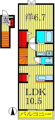 ソリヤ エスティ(1LDK/2階)の間取り写真