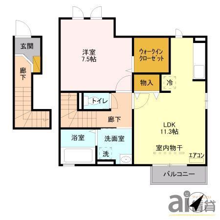 フローラI(1LDK/2階)の間取り写真