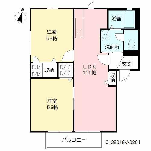 フォーレスF  I棟(2LDK/2階)の間取り写真