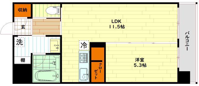 プレジオ城東(1LDK/12階)の間取り写真
