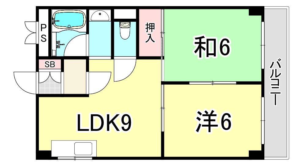 パレス武庫(2LDK/3階)の間取り写真