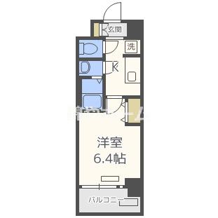 プレサンス上町台夕陽丘(1K/1階)の間取り写真