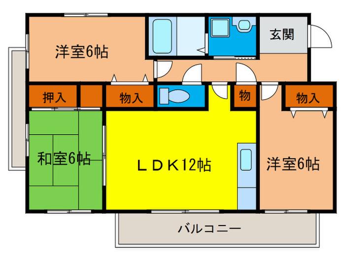 ペイサージュ宝塚(3LDK/3階)の間取り写真
