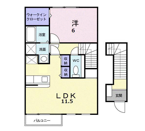 クリスタルスカイ(1LDK/2階)の間取り写真