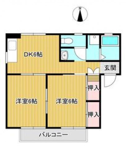 サンコーポ西阿知A棟(2DK/1階)の間取り写真