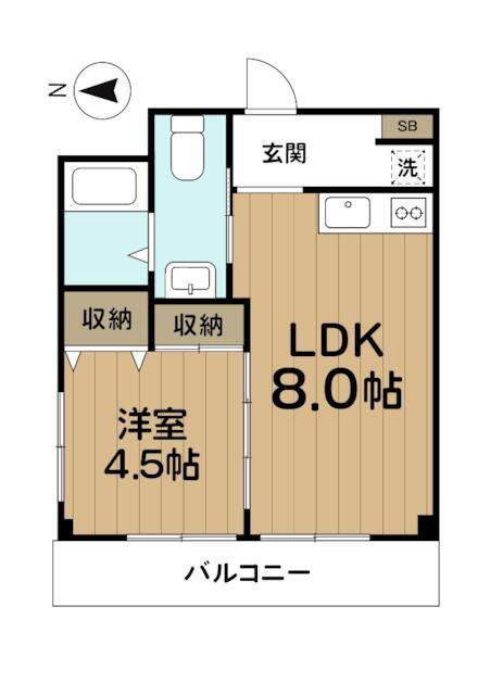 ロイヤルハイツ新高円寺(1LDK/2階)の間取り写真