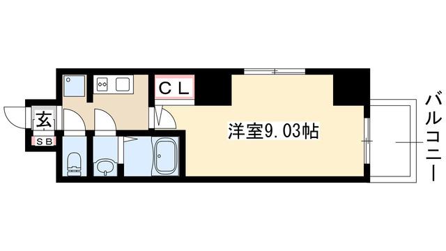 ゴルトベルク(1K/6階)の間取り写真