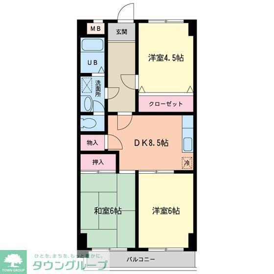 第2ファーレ市原(3DK/4階)の間取り写真