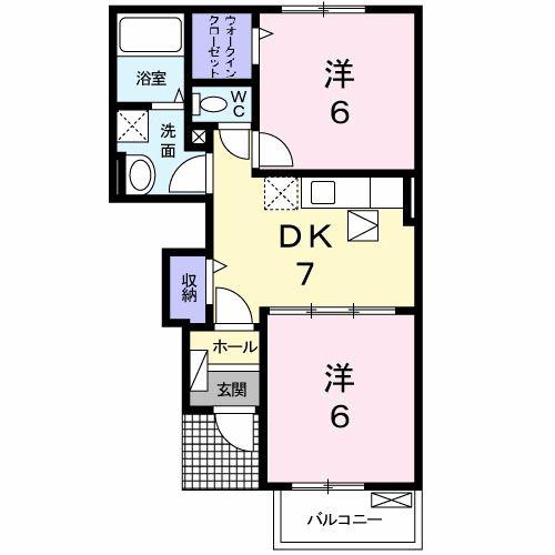 サンクレスト(2DK/1階)の間取り写真