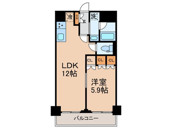 プラウドフラット三軒茶屋II(1LDK/3階)の間取り写真