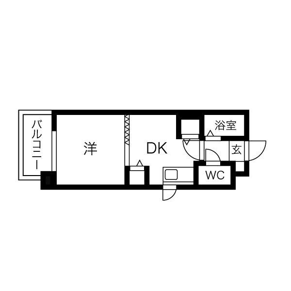 サポナール円山(1DK/2階)の間取り写真