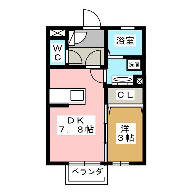 エバーグリーンハイツ(1DK/2階)の間取り写真