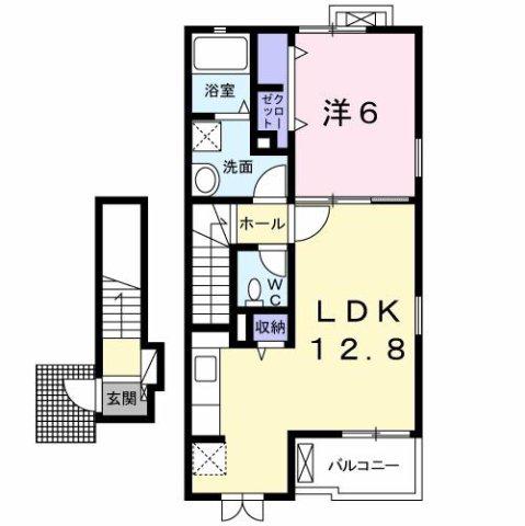 ドルフィン A(1LDK/2階)の間取り写真