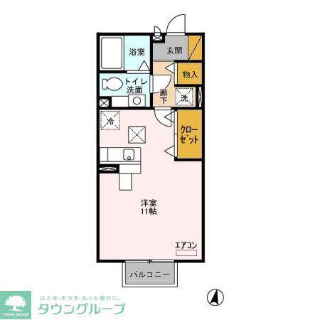 FELICE青葉の杜(ワンルーム/1階)の間取り写真