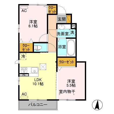 レオニール A(2LDK/1階)の間取り写真