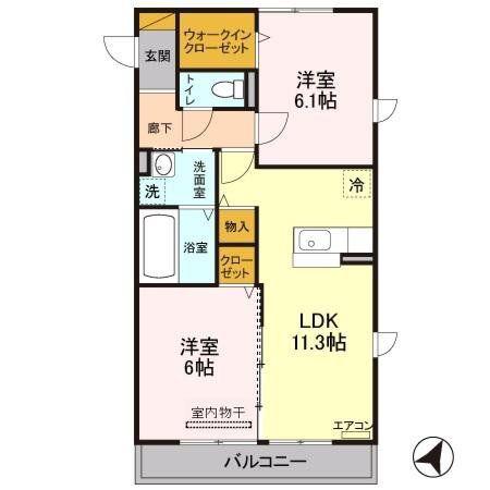 グレイス大宮(2LDK/2階)の間取り写真