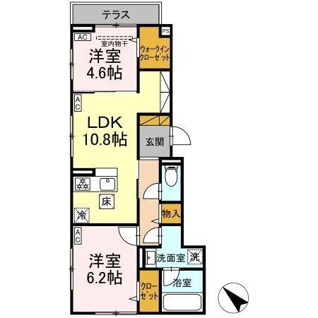 D-LUPINUS(2LDK/1階)の間取り写真