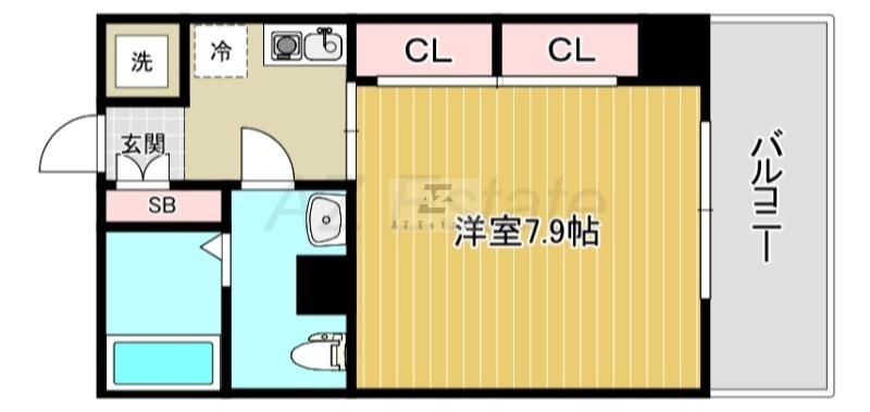 エステムコート大手前レシェンテ(1K/2階)の間取り写真