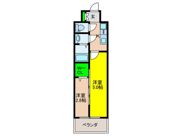 D.CLAREST MELDIA早良街道(2K/10階)の間取り写真