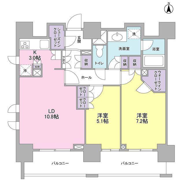 スタイリオ蒲田(2LDK/2階)の間取り写真